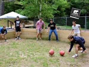 Mowglis staff members practice their "GaGa" skills in preparation for the campers to arrive 