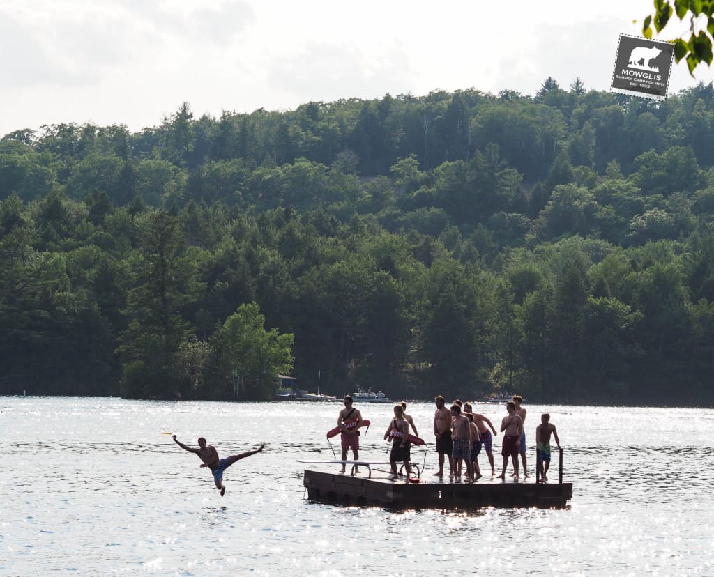 All Mowglis campers come together at the end of the day to take a dip (or leap) into Newfound Lake