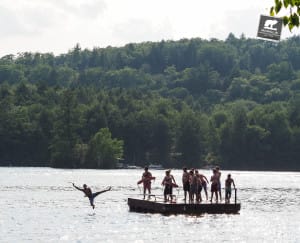 All Mowglis campers come together at the end of the day to take a dip (or leap) into Newfound Lake