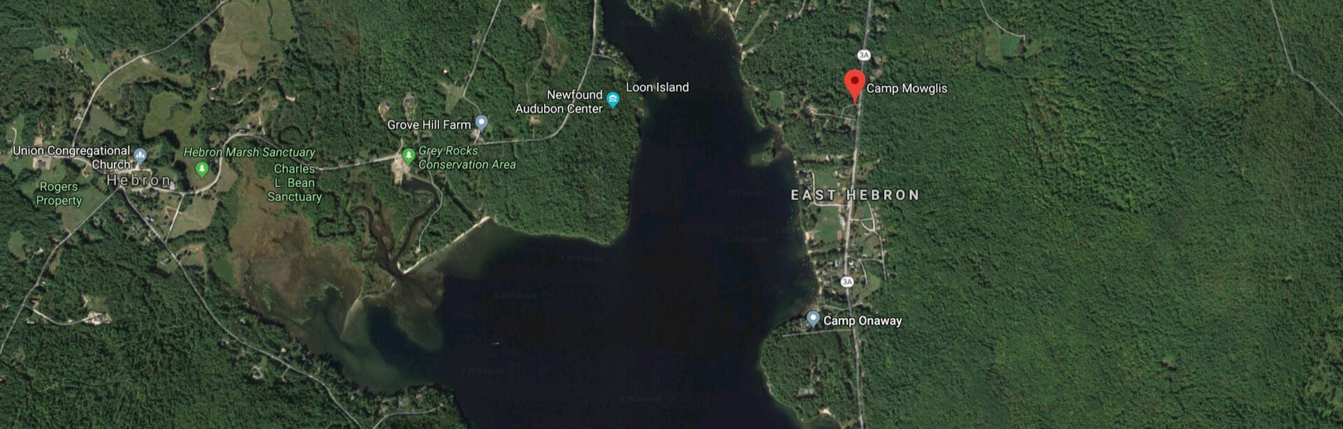 Directions to Camp Mowglis Camp Mowglis is located on Route 3A, The Mayhew Turnpike, in Hebron, New Hampshire. Hebron is about 20 minutes southwest of Plymouth and 45 minutes north of Concord. Our property is on the northeast corner of Newfound Lake.
