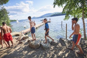 Strolling along the lake at Camp Mowglis