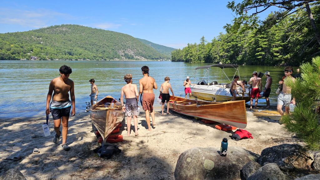 Camp Mowglis boys on a hiking and canoe trip in New Hampshire