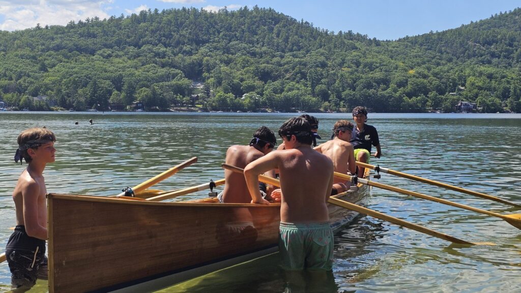 Camp Mowglis boys on a hiking and canoe trip in New Hampshire