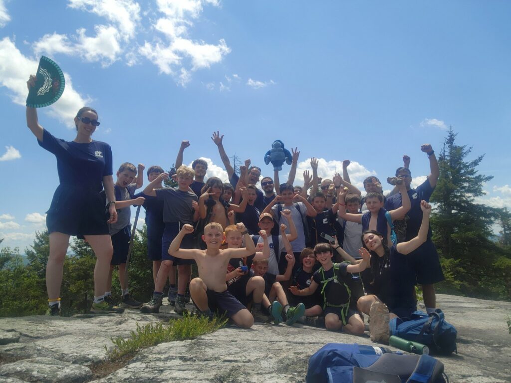 Camp Mowglis boys on a hiking and canoe trip in New Hampshire