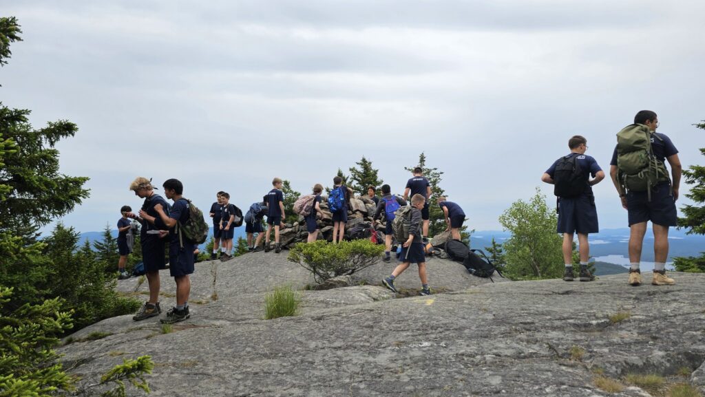 Camp Mowglis boys on a hiking and canoe trip in New Hampshire
