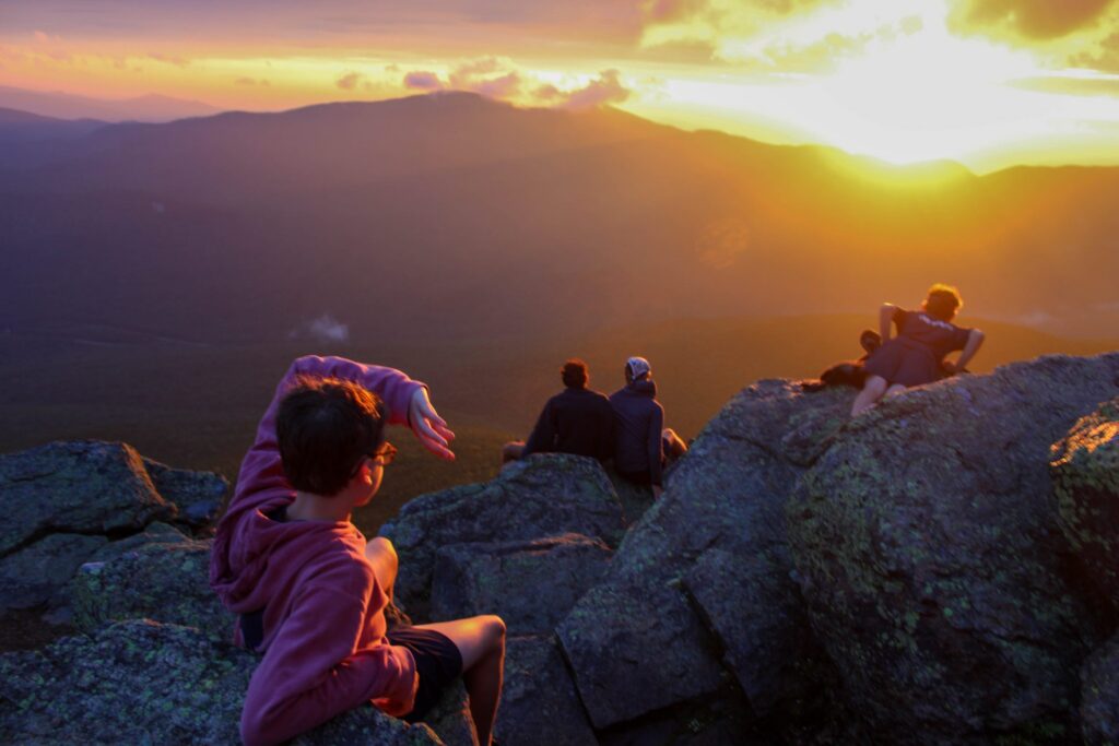 Camp Mowglis boys on a hiking and canoe trip in New Hampshire
