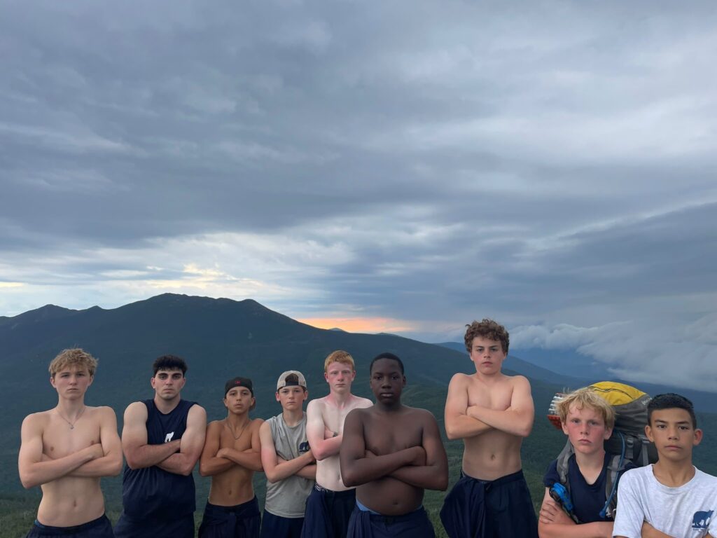 Camp Mowglis boys on a hiking and canoe trip in New Hampshire