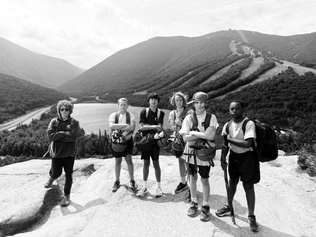 Camp Mowglis boys on a hiking and canoe trip in New Hampshire