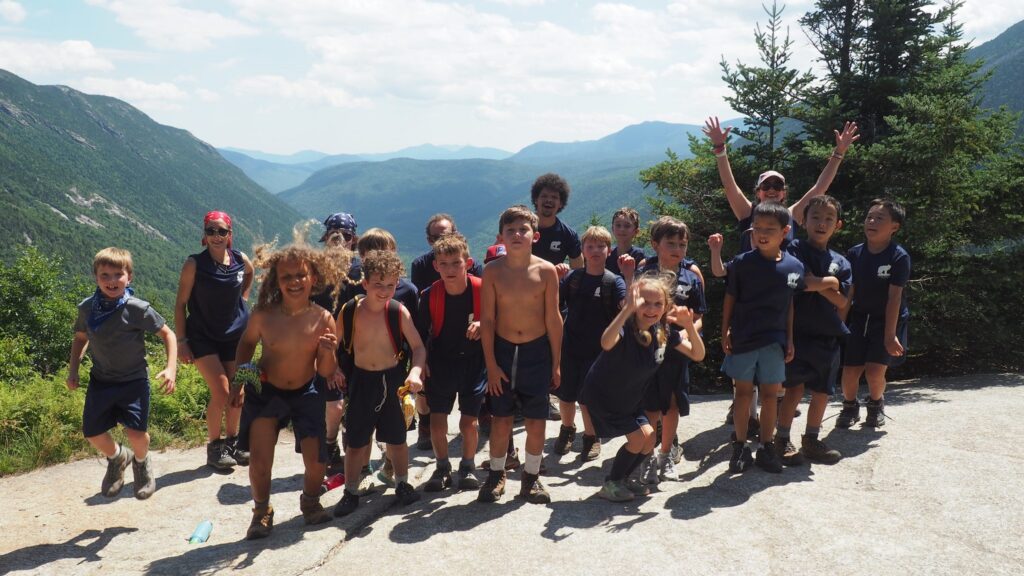 Camp Mowglis boys on a hiking and canoe trip in New Hampshire