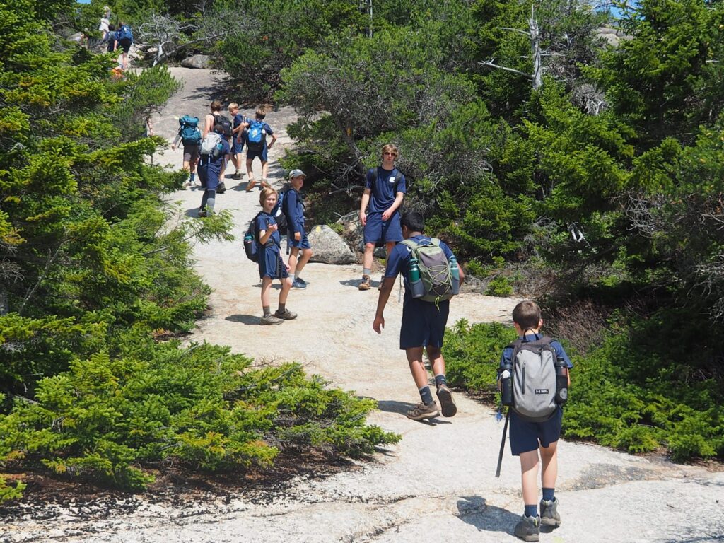 Camp Mowglis boys on a hiking and canoe trip in New Hampshire