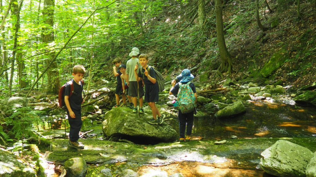 Camp Mowglis boys on a hiking and canoe trip in New Hampshire
