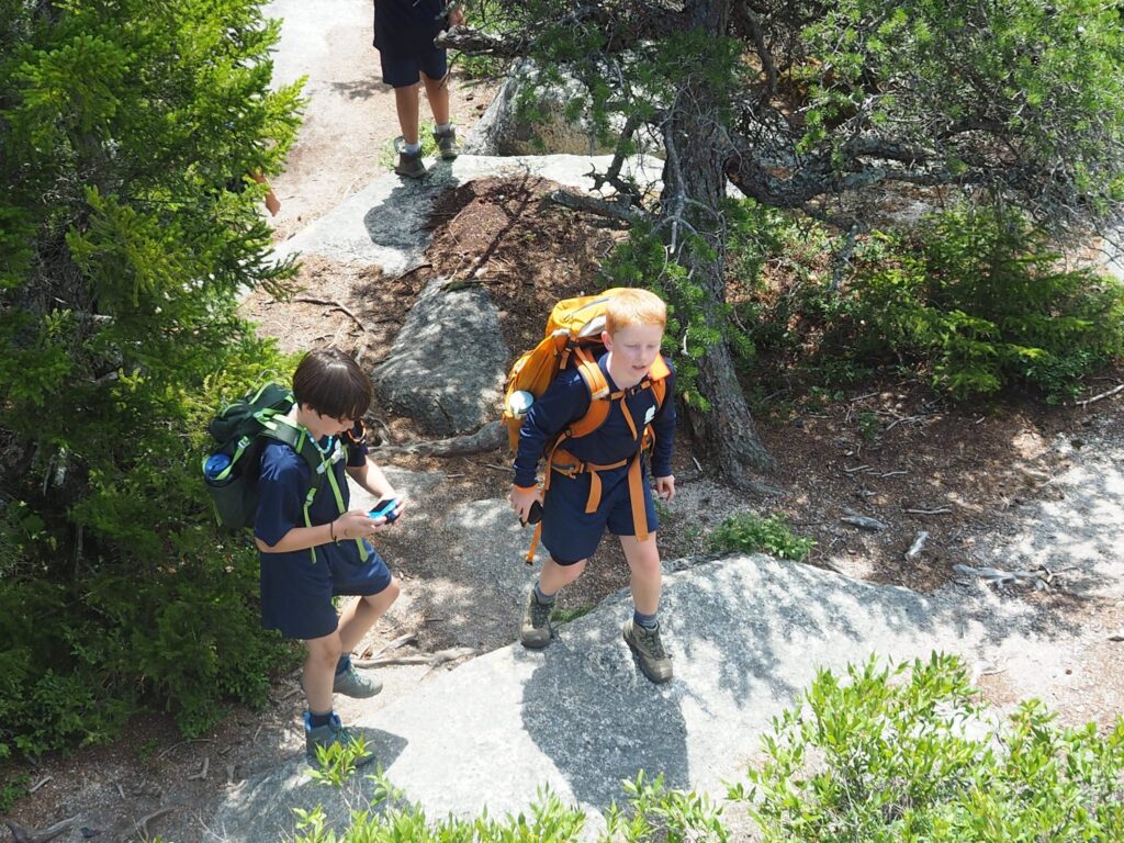 Camp Mowglis boys on a hiking and canoe trip in New Hampshire